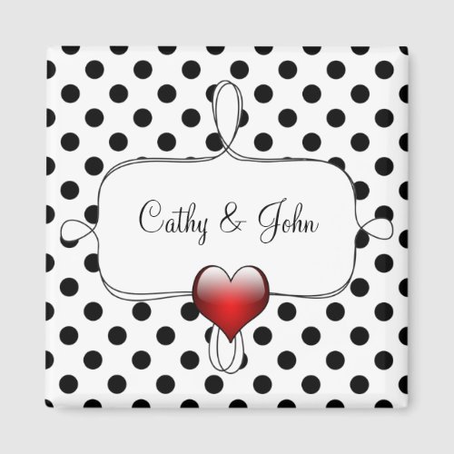 Black and White Polka Dots Wedding Magnet