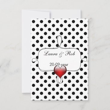 Black and White Polka Dots Wedding RSVP Card
