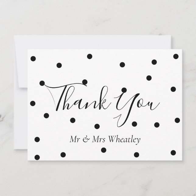 Black and White Polka Dots Wedding Thank You (Front)