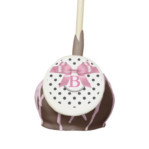 Black and White polka dots_with pink ribbon Cake Pops