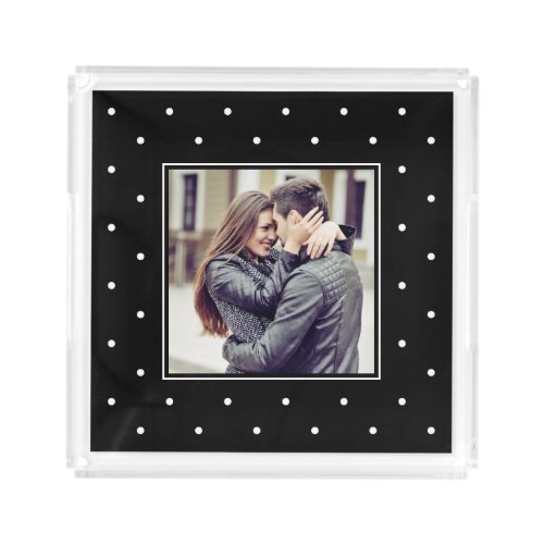 Black and White Polka Dots with your Photo Acrylic Tray