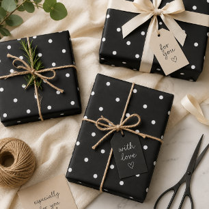 Black and white Polka Dots  Wrapping Paper