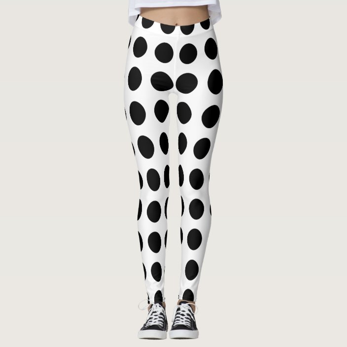 Black and White Polka Dots Yoga Pants