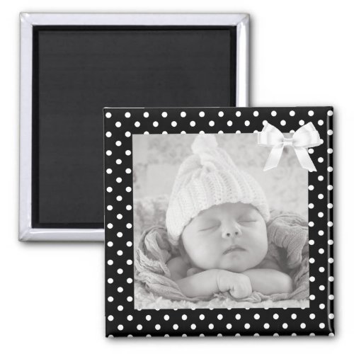 Black and White Polka Dotted Photo Magnet