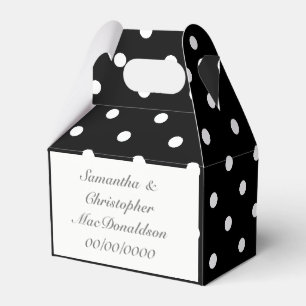 Black and white polkadot pattern wedding favor boxes
