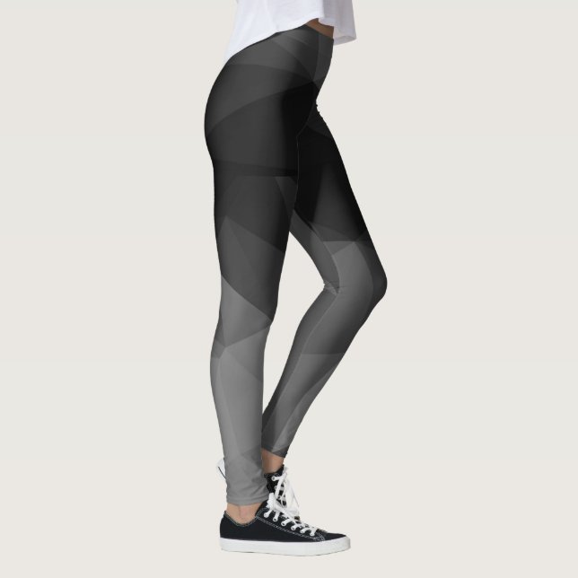 Black and White Polygon Design Leggings (Right)