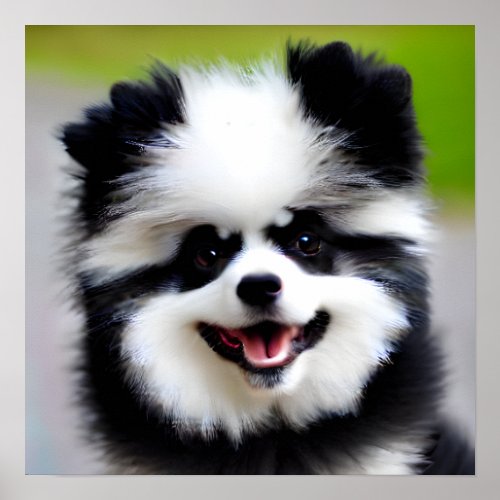 Black and White Pomeranian Poster