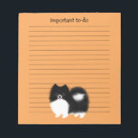 Black and White Pomeranian with Custom Text  Notepad<br><div class="desc">Black and white parti Pomeranian lined note pad. Perfect note paper for Pommie lovers.</div>