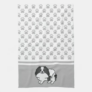 Black And White Pomeranian With Grey Paws Pattern Towel