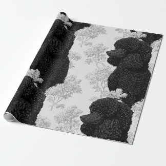 Black and White Poodle & Botanical Wrapping Paper