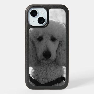 Black and White Poodle Face Puppy Eyes iPhone 15 Case