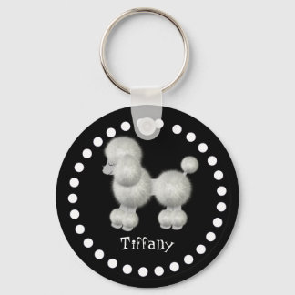 Black and White Poodle Key Chain