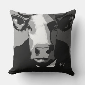 Black and White Pop Art Cow Pillow