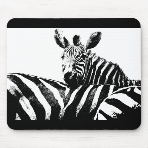 Black And White Pop Art Zebras Template Custom Mouse Pad