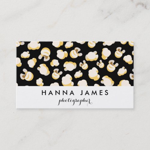 Black and White Popcorn Pattern Personalized Business Card