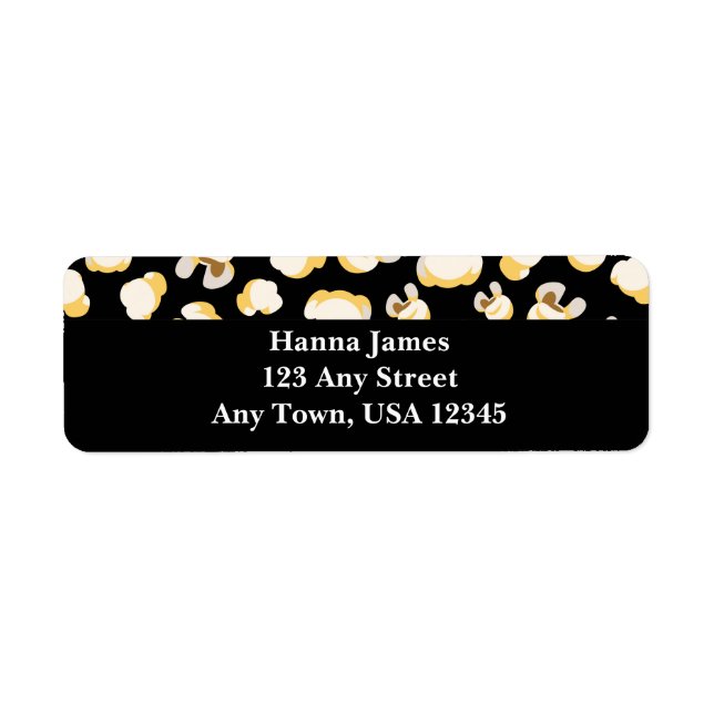 Black and White Popcorn Pattern Personalized Label (Front)