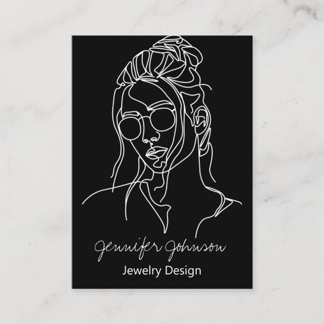 Black and White Portrait Business Card (Front)