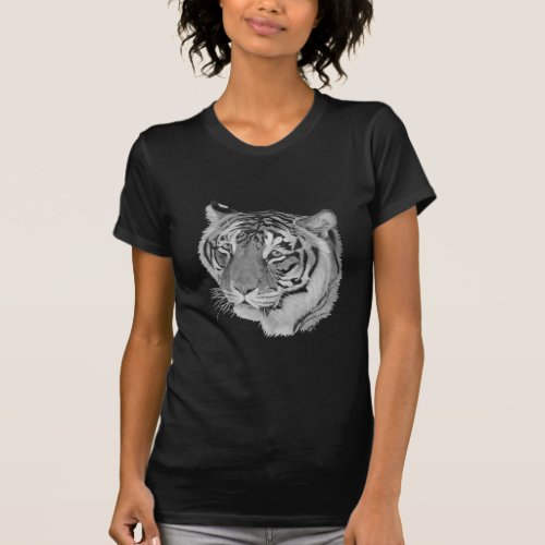 black and white portrait of tiger big cat T_Shirt