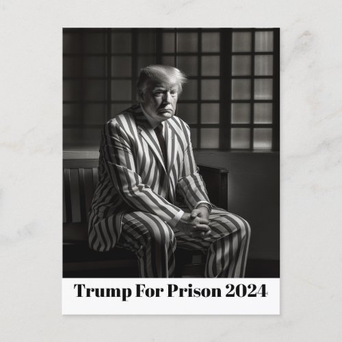 Black and White Portrait Trump For Prison 2024 Postcard