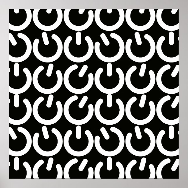 Black and White Power Symbol Pattern Poster (Front)