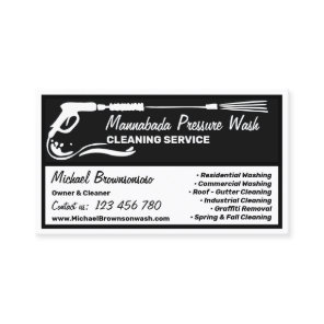 Black and White Power Washing auto cleaning Business Card