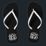 Black and White Preppy Script Monogram Flip Flops<br><div class="desc">PLEASE CONTACT ME BEFORE ORDERING WITH YOUR MONOGRAM INITIALS IN THIS ORDER: FIRST, LAST, MIDDLE. I will customize your monogram and email you the link to order. Please wait to purchase until after I have sent you the link with your customized design. Cute preppy flip flip sandals personalized with a...</div>