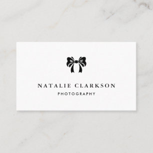 Black and White Pretty Bow Minimalist Business Card