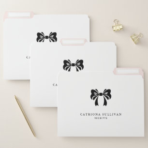 Black and White Pretty Bow Personalized File Folder