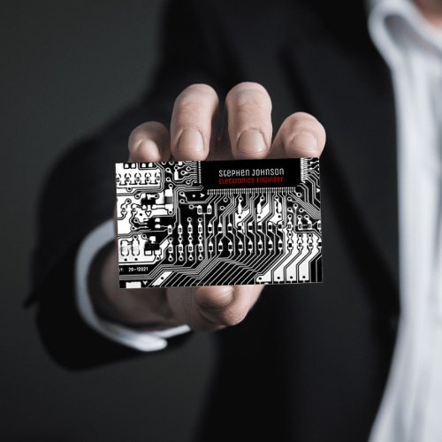 Black and White printed circuit board engineering Business Card