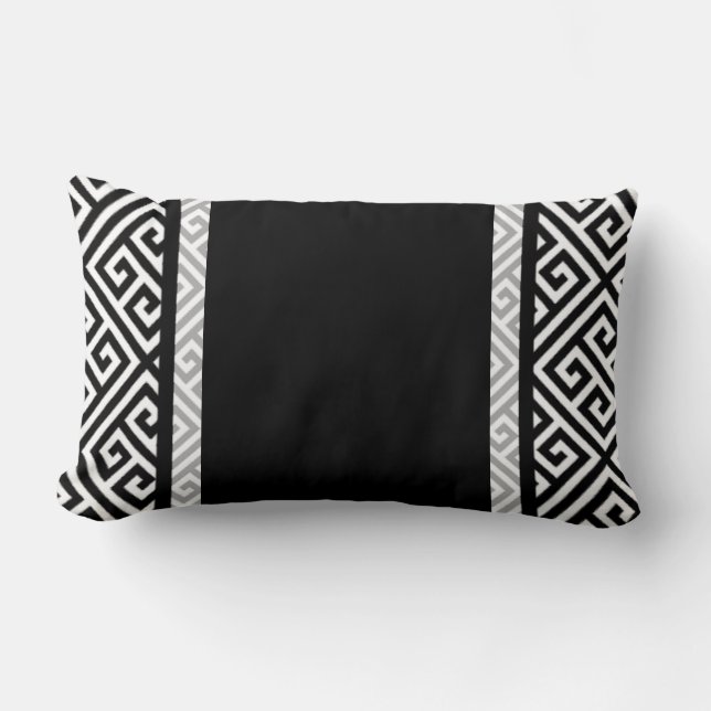 Black and white printed lumbar pillow (Front)