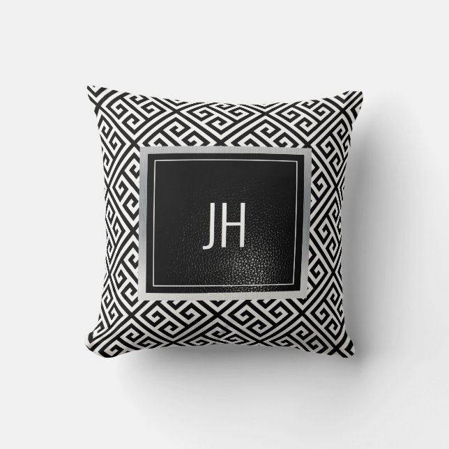Black and white printed throw pillow (Front)