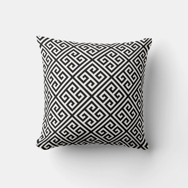 Black and white printed throw pillow (Front)