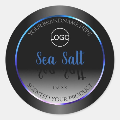 Black and White Product Label Blue Teal Frame Logo
