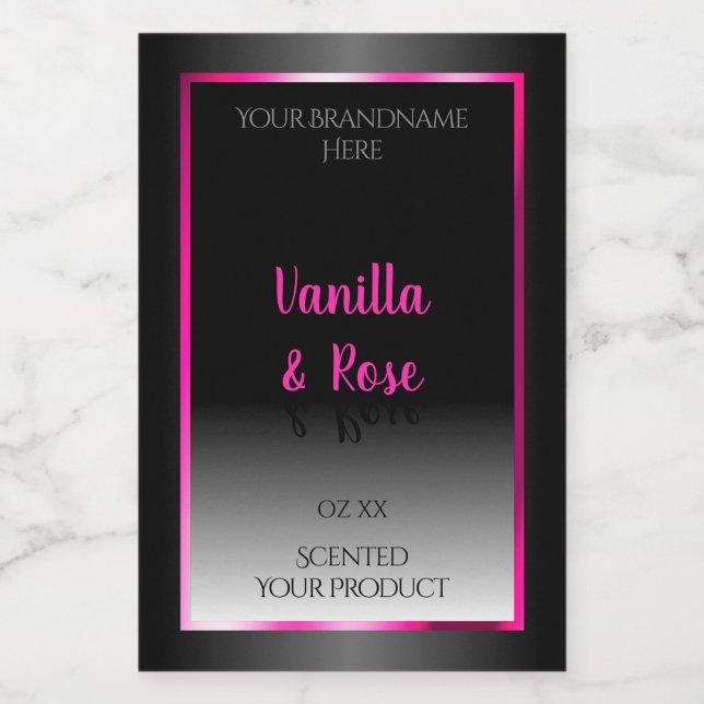 Black and White Product Label Glamorous Pink Frame (Single Label)