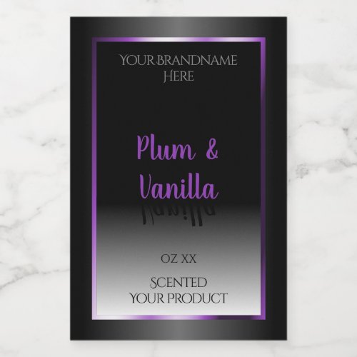 Black and White Product Label Purple Shimmer Frame