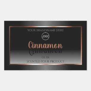 Black and White Product Label Rose Gold Frame Logo