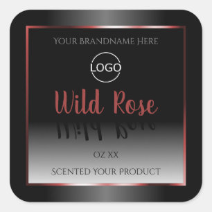 Black and White Product Labels Burgundy Frame Logo