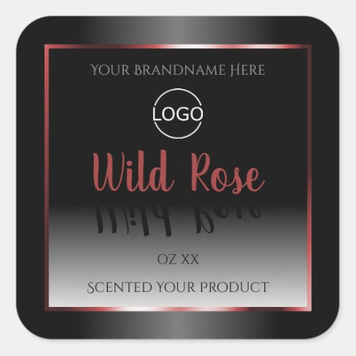 Black and White Product Labels Burgundy Frame Logo