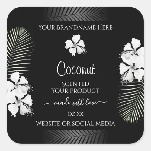 Black and White Product Labels Hawaiian Flowers