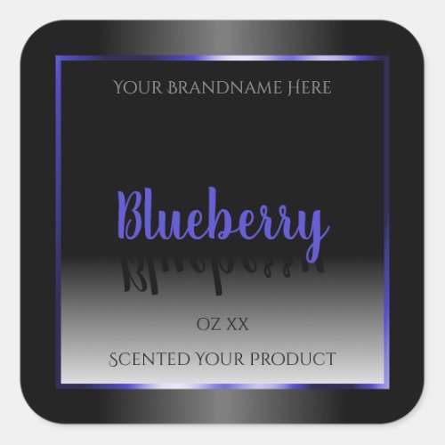 Black and White Product Labels Shimmery Blue Frame