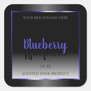 Black and White Product Labels Shimmery Blue Frame