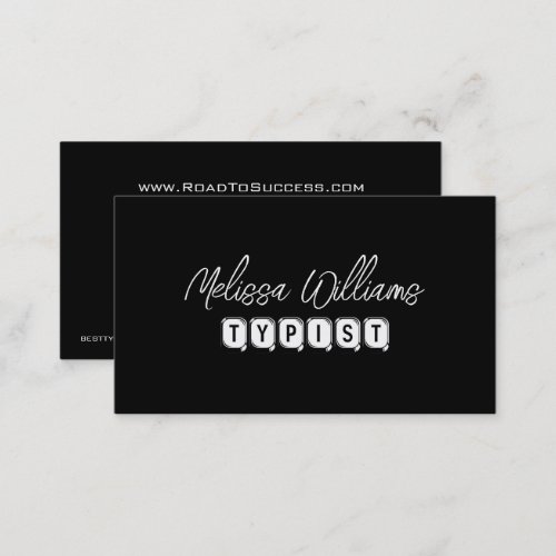 Black and White Profession Typist Business Card