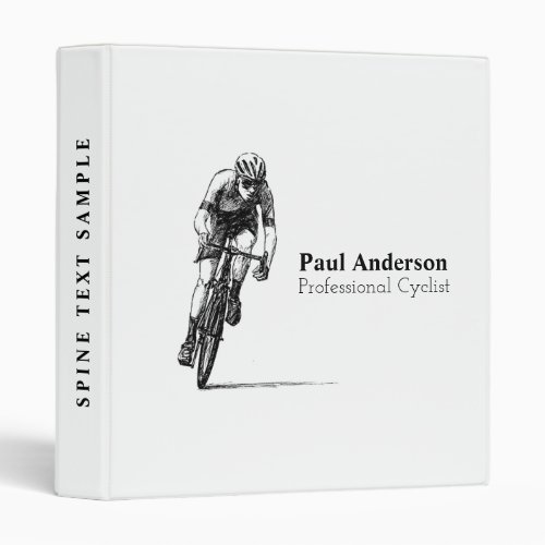 Black And White Professional Cyclist Business Card 3 Ring Binder