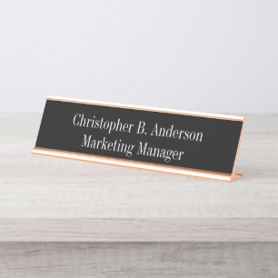 Black and White Professional Modern Classy Desk Name Plate