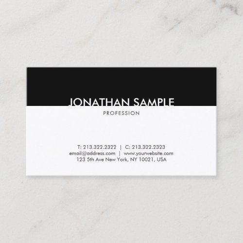 Black And White Professional Modern Plain Graceful Business Card