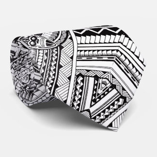 Black and White Professional Tribal Tattoo Pattern Neck Tie