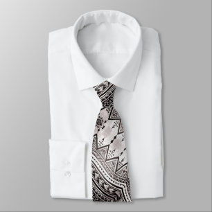 Black and White Professional Tribal Tattoo Pattern Neck Tie
