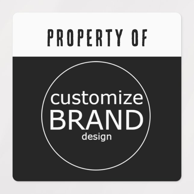 Black and White Property Of Company Business Logo  Labels (Design 1)