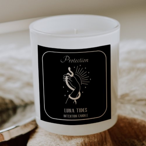 Black And White Protection Intention Candle Label