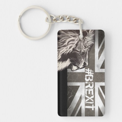 Black and White Proud Lion Union Jack Brexit  Keychain